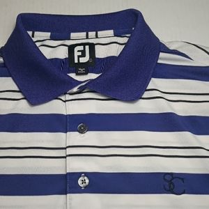 Footjoy purple and white striped polo golf shirt